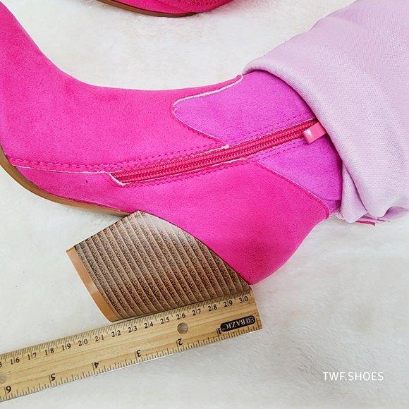 Country Twist Fuchsia Draped Rhinestone Fold Over Western Cowgirl Boots - Picture 11 of 13